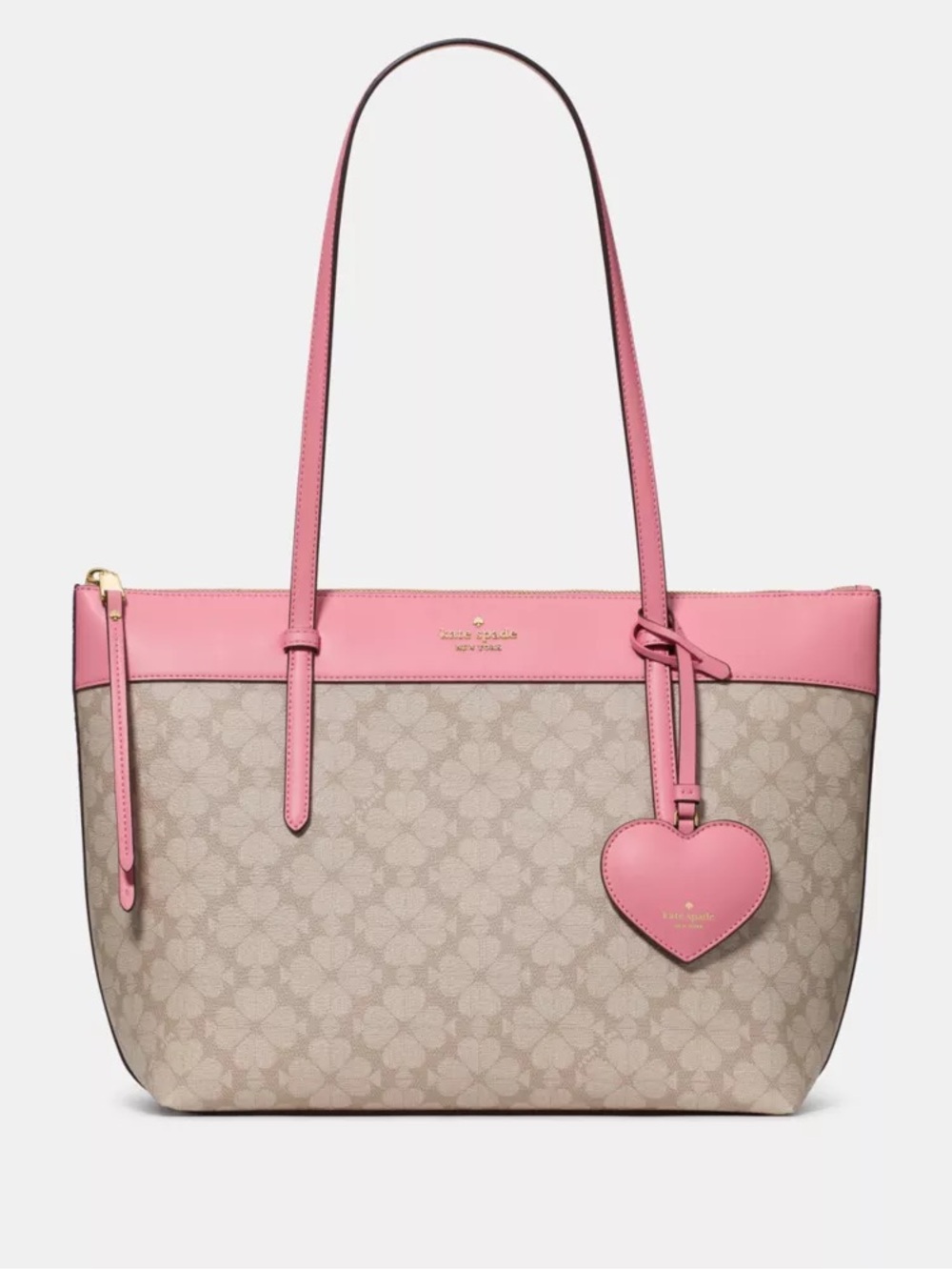 Kate Spade All Day Spade Flower Tote Bag With Heart Charm NEW